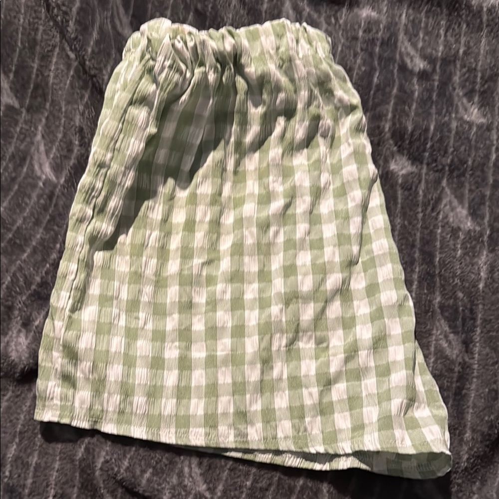 SHEIN Green and White Checkered Athletic Shorts